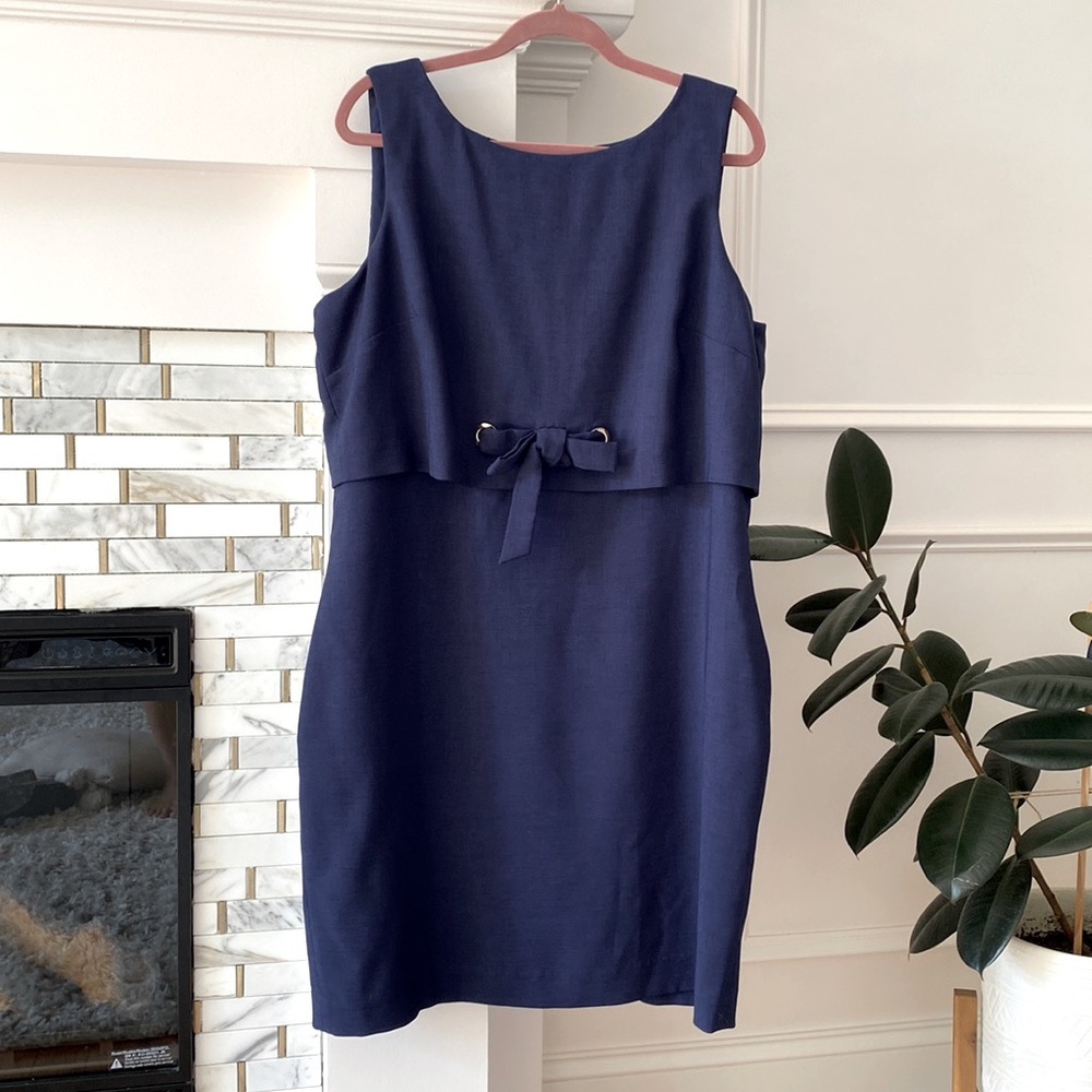 Badgley Mischka Navy Blue Midi Dress